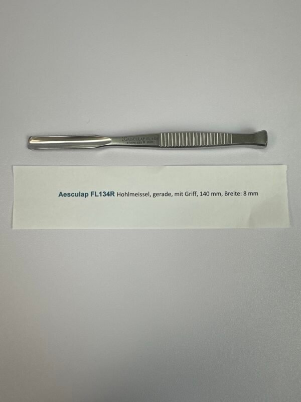 Aesculap FL134R Hohlmeissel, gerade, mit Griff, 140 mm, Breite: 8 mm