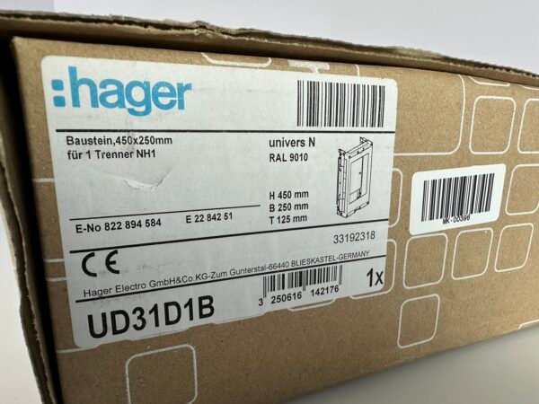 Hager UD31D1B Baustein univers N für 1 NH1-Trenner 450 × 250 mm