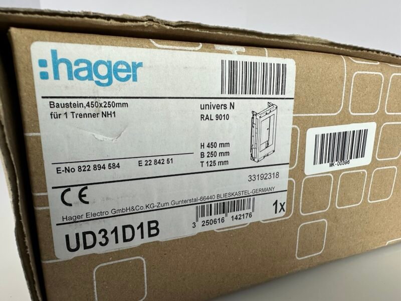 Hager UD31D1B Baustein univers N für 1 NH1-Trenner 450 × 250 mm